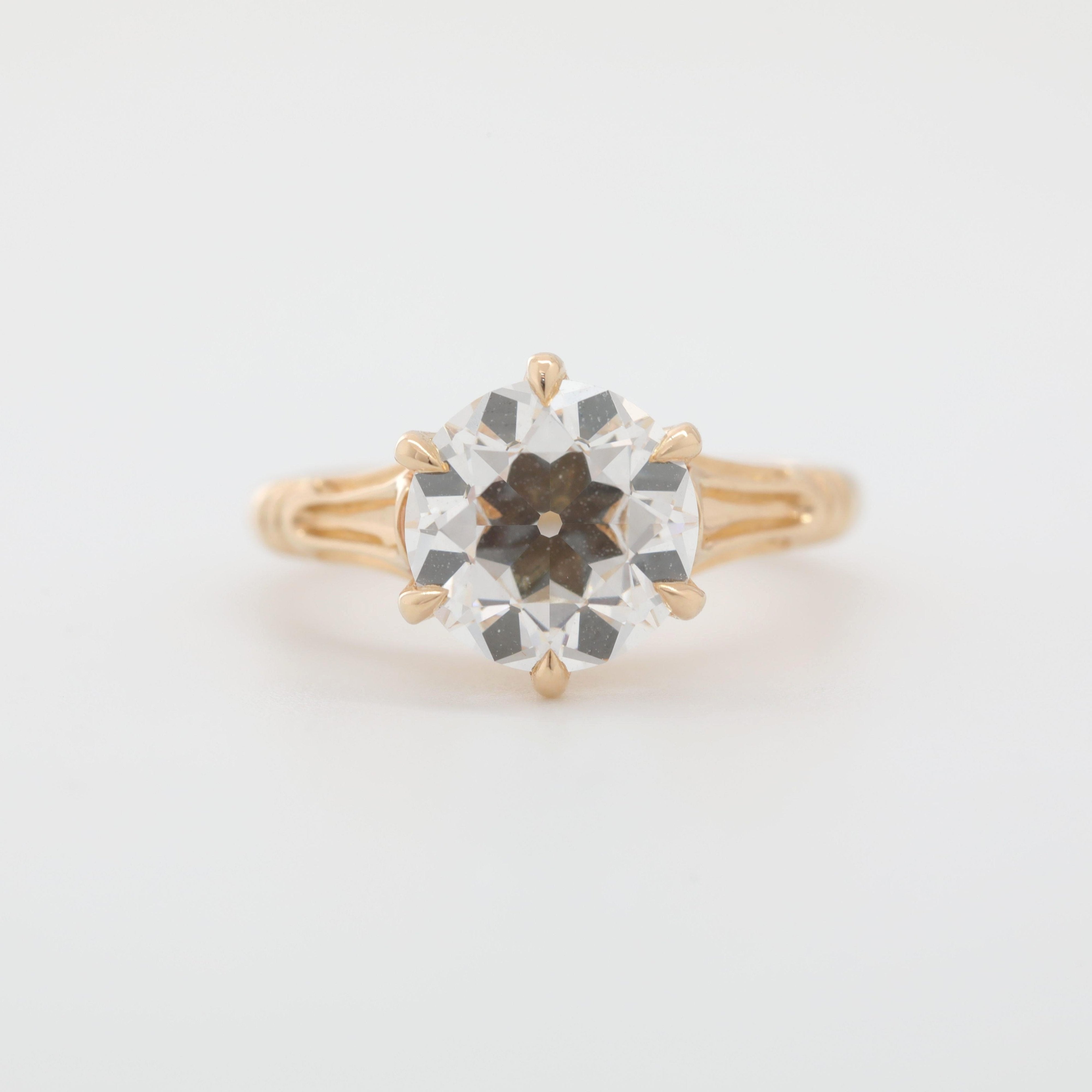 14K Yellow Gold 3.33ct Old European Cut Lab Diamond Solitaire Ring - MMR