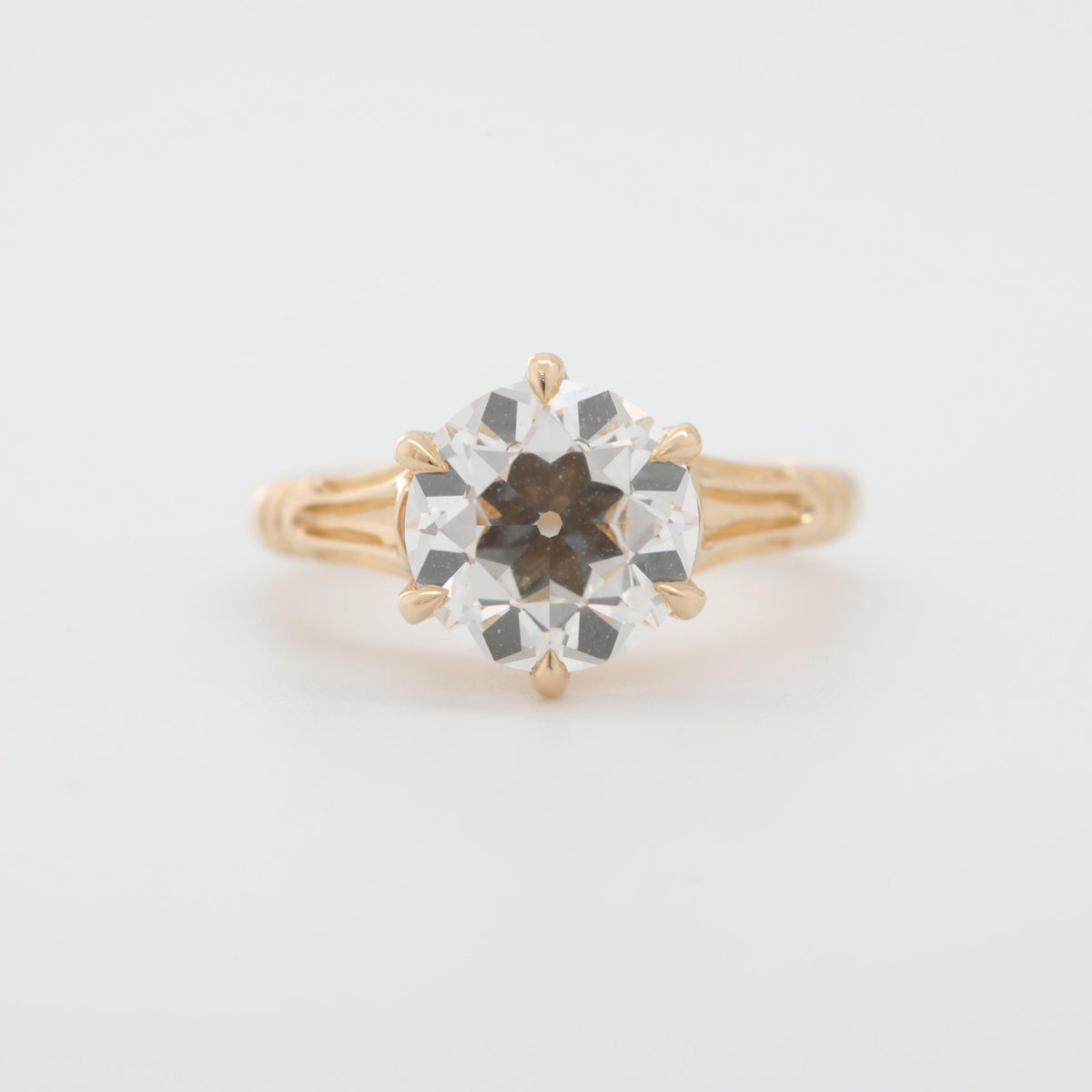 14K Yellow Gold 3.33ct Old European Cut Lab Diamond Solitaire Ring - MMR