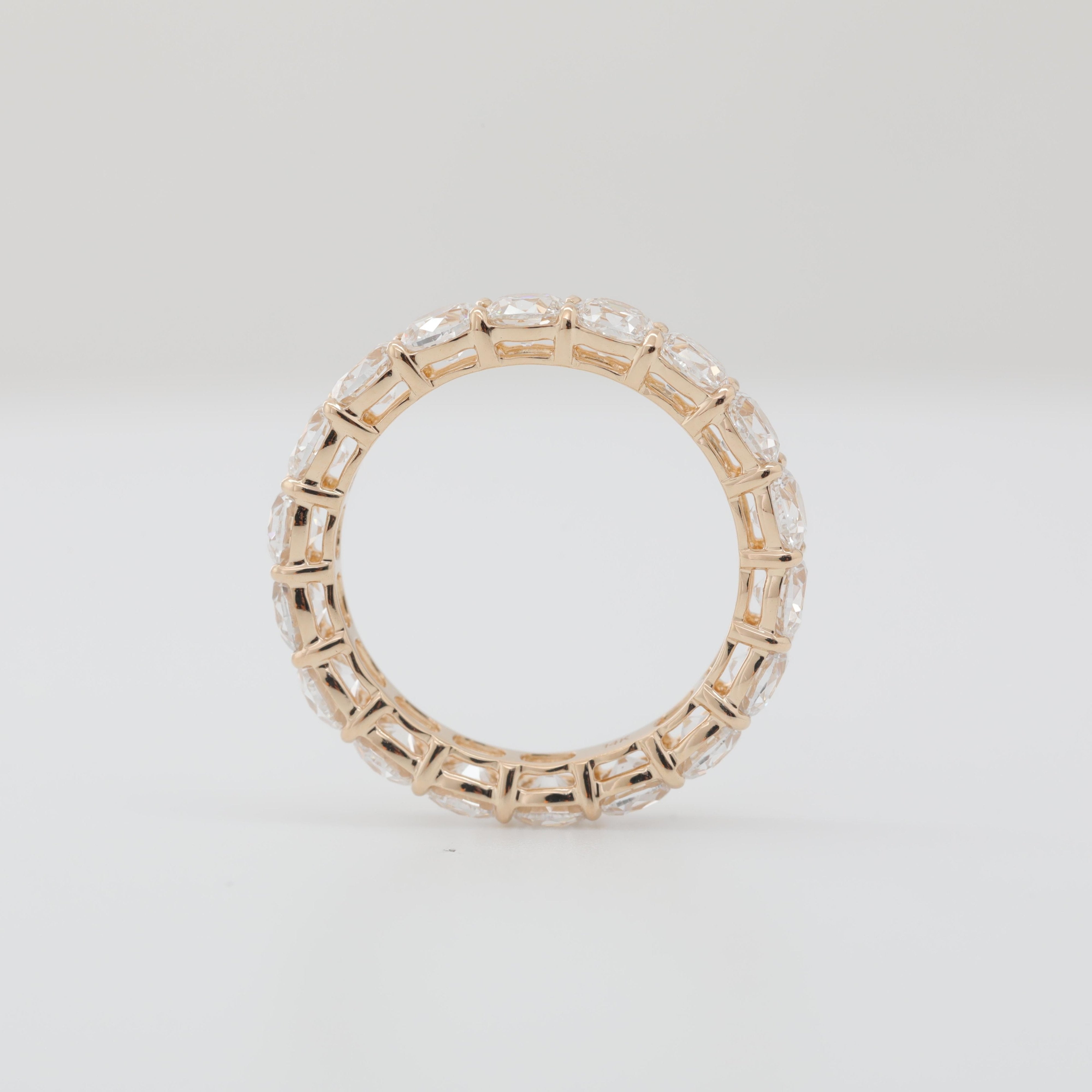 14K Yellow Gold 3.5*3.5mm Old Mine Cut Lab Diamond Eternity Ring - MMR