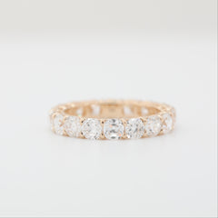 14K Yellow Gold 3.5*3.5mm Old Mine Cut Lab Diamond Eternity Ring - MMR