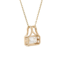 14K Yellow Gold 3CT Emerald Cut Diamond Bezel - Set Pouch Silhouette Pendant (Pendant Only) - MMR