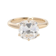 14k Yellow Gold 3ct Old Mine Cut Cushion Diamond 6 Prongs Vintage Solitaire Wedding Band (Ring Setting Only)