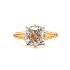 14K Yellow Gold 3ct Old Mine Cut Lab Diamond 8 Prongs Crown Basket Solitaire Ring - MMR