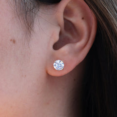 14K Yellow Gold 3CTW Round Brilliant Cut Lab Diamond 4 - Prong Martini Stud Earrings - MMR