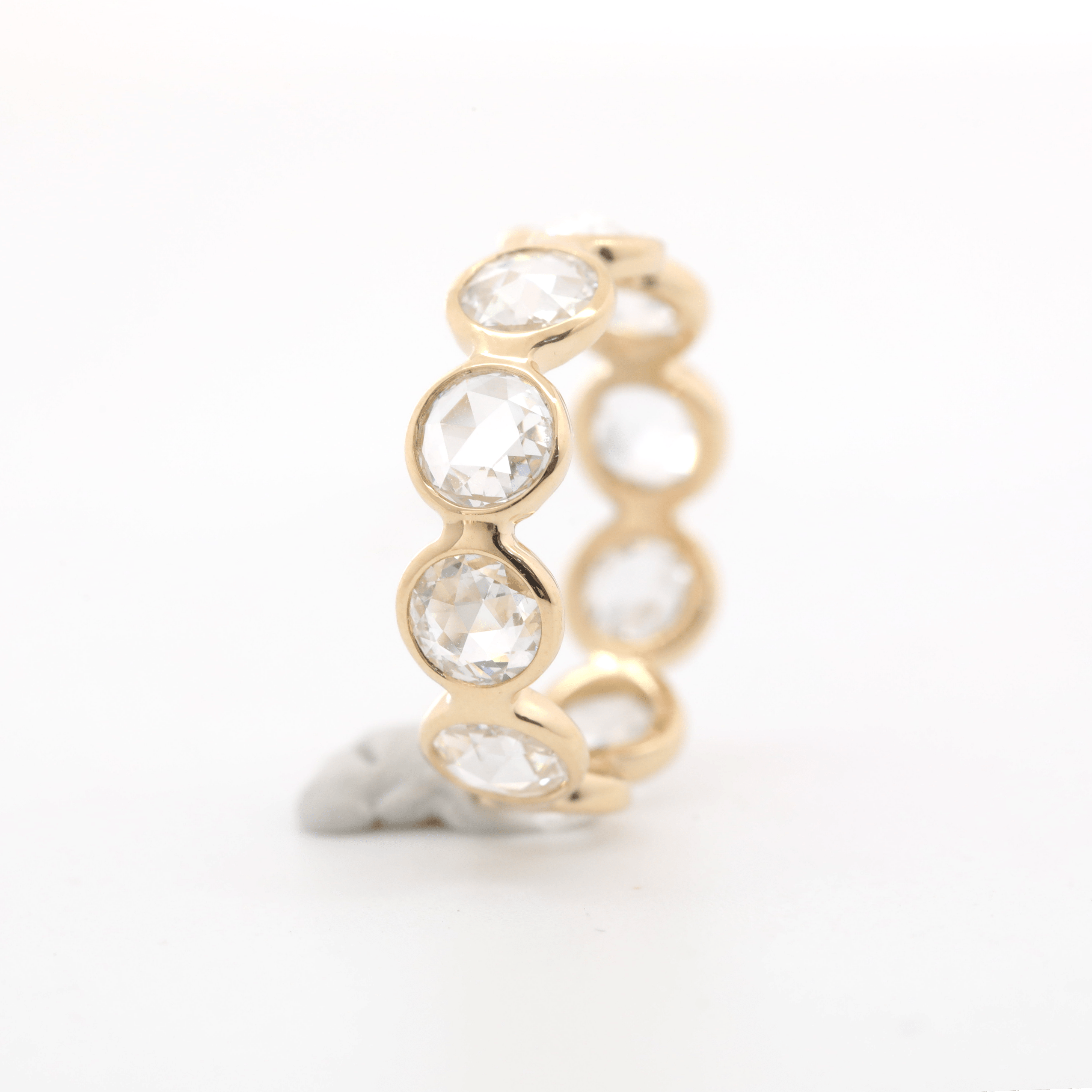14K Yellow Gold 4.5mm Rose Cut Lab Diamond Bezel Eternity Ring - MMR