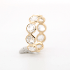 14K Yellow Gold 4.5mm Rose Cut Lab Diamond Bezel Eternity Ring - MMR
