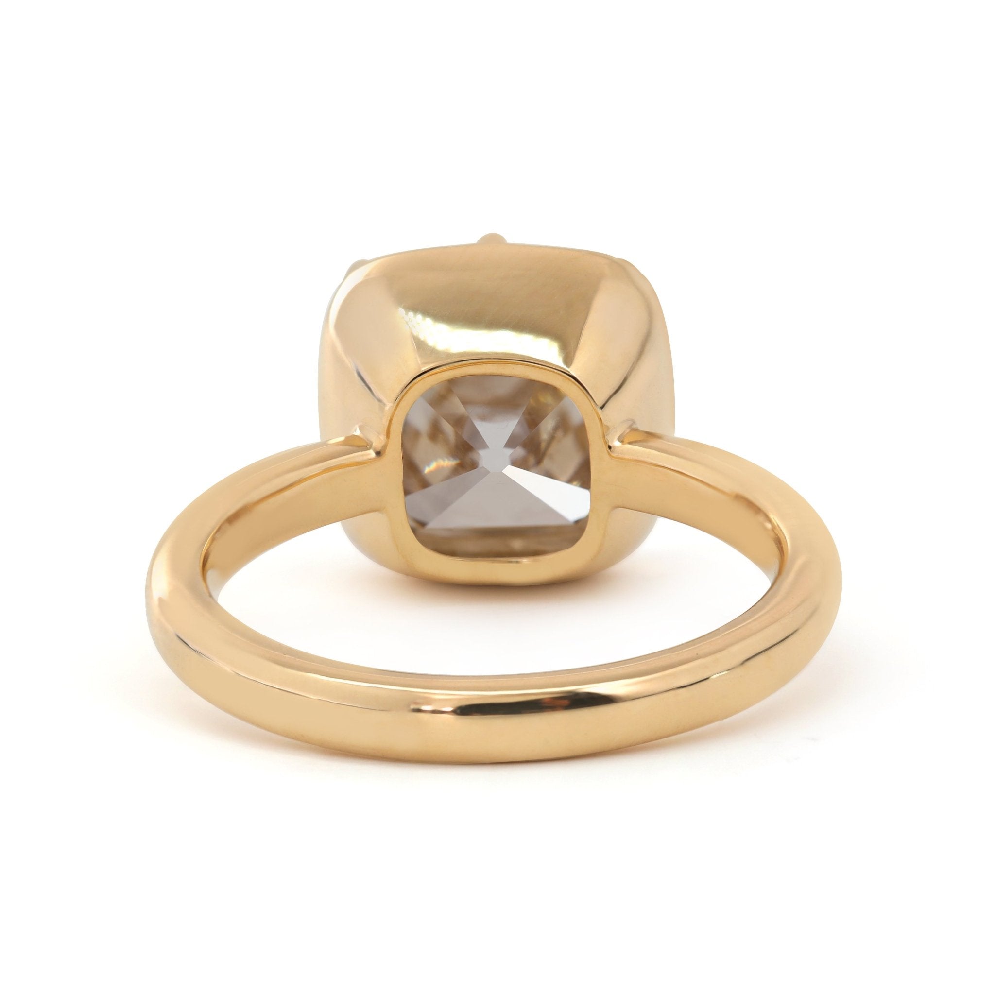 14K Yellow Gold 4.62ct Old Mine Cut Brown Lab Diamond Bezel - Prong Solitaire Ring - MMR