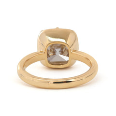 14K Yellow Gold 4.62ct Old Mine Cut Brown Lab Diamond Bezel - Prong Solitaire Ring - MMR