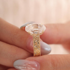 14K Yellow Gold 5.23ct Oval Lab Diamond Vintage Style Ring - MMR