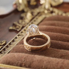 14K Yellow Gold 5.23ct Oval Lab Diamond Vintage Style Ring - MMR