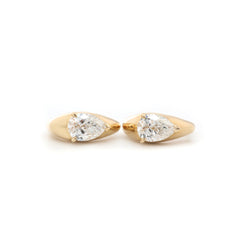 14K Yellow Gold 6×4mm Pear Lab Diamond Leverback Earrings - MMR