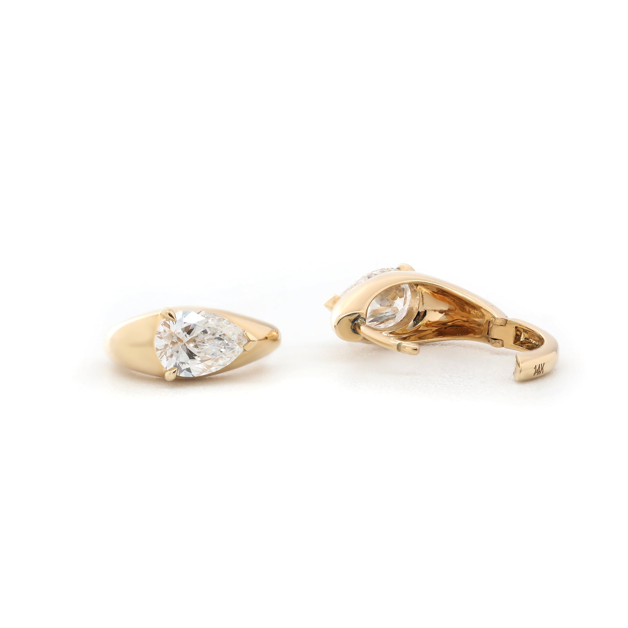 14K Yellow Gold 6×4mm Pear Lab Diamond Leverback Earrings - MMR