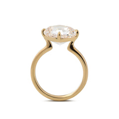 14K Yellow Gold 6ct Antique Asscher Cut Lab Diamond 4 Claw Prong Basket Solitaire Ring - MMR