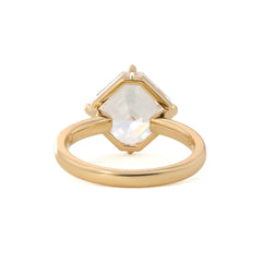 14K Yellow Gold 6ct Antique Asscher Cut Lab Diamond 4 Claw Prong Basket Solitaire Ring - MMR