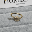 14K Yellow Gold Antique Old European Cut & Trillion Cut Moissanite Three Stone Statement Ring