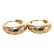 18K Yellow Gold Round Diamond Five Star Diamond-milling Hoop Earrings