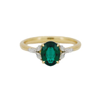 14k Yellow Gold Emerald & Diamond Engagement Ring(Ring Setting Only)