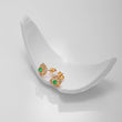 14k Yellow Gold Emerald & Diamond Flower Earrings