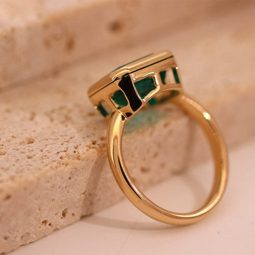 14k Yellow Gold Emerald Solitaire Engagement Ring(Ring Setting Only)