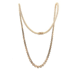 14K Yellow Gold Graduated Bezel - Set Round Diamond Tennis Necklace (18") - MMR