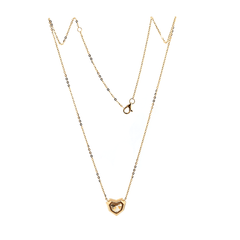 14K Yellow Gold Necklace with 2.5ct Heart Shaped Lab Diamond Pendant in Bezel Setting and Round Cross Chain - MMR