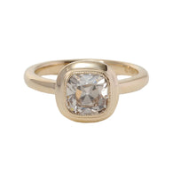 14k Yellow Gold Old Mine Cut Antique Cushion Lab Grown Diamond Bezel Solitaire Ring (Ring Setting Only)