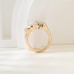14K Yellow Gold Oval and Round Cut Lab Diamond Toi et Moi Ring - MMR