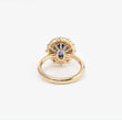 14K Yellow Gold Oval Cut Sapphire Halo OEC Diamond Ring
