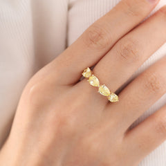 14K Yellow Gold Pear Lab Yellow Diamond East - West Design Ring - MMR