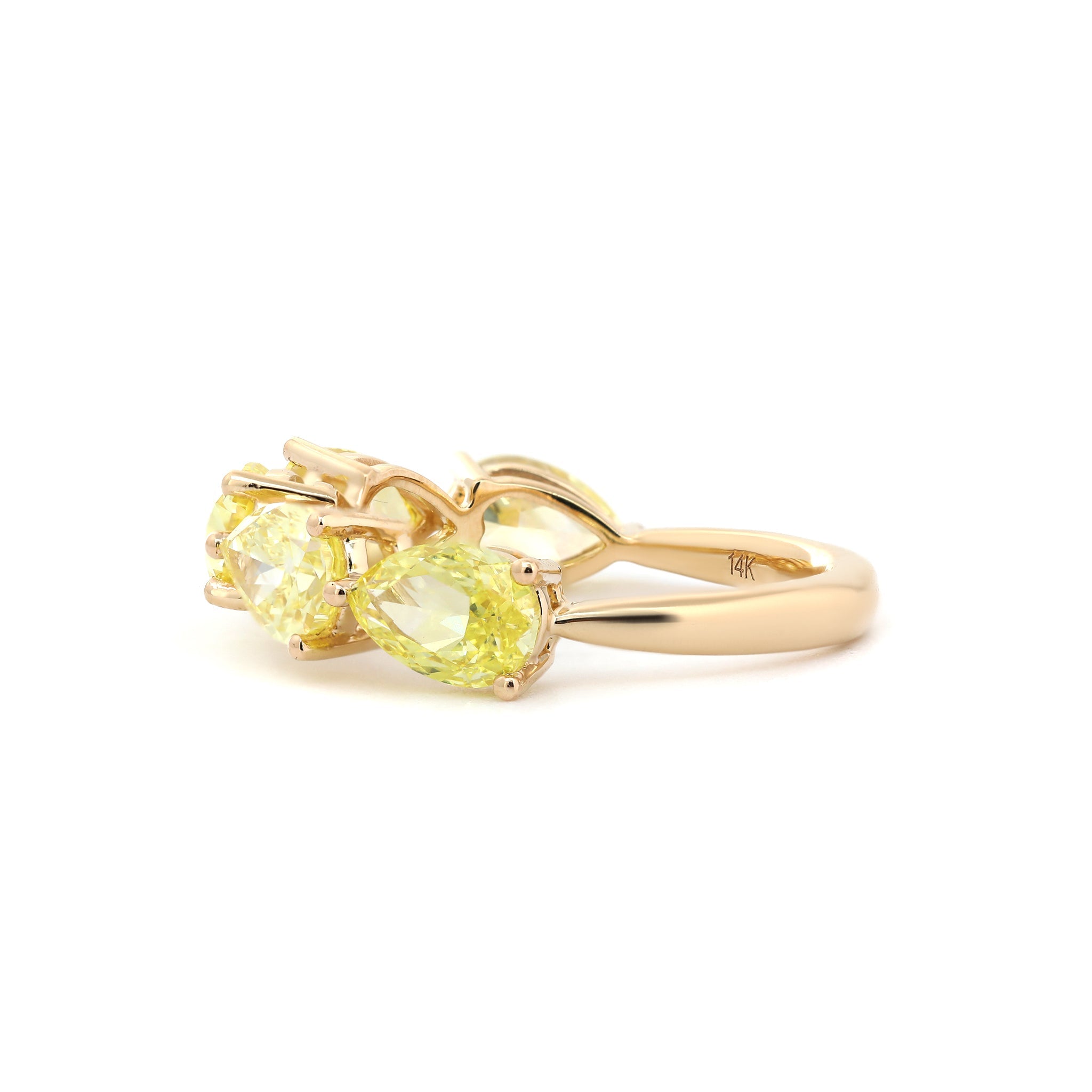 14K Yellow Gold Pear Lab Yellow Diamond East - West Design Ring - MMR