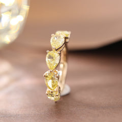 14K Yellow Gold Pear Lab Yellow Diamond East - West Design Ring - MMR