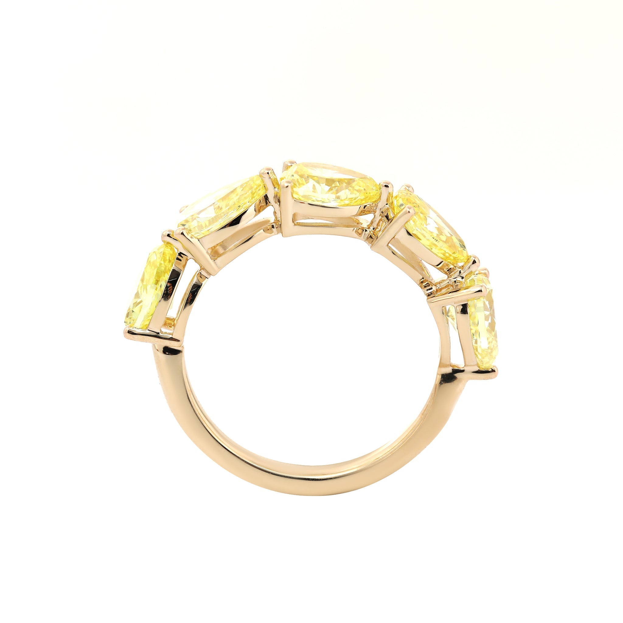 14K Yellow Gold Pear Lab Yellow Diamond East - West Design Ring - MMR