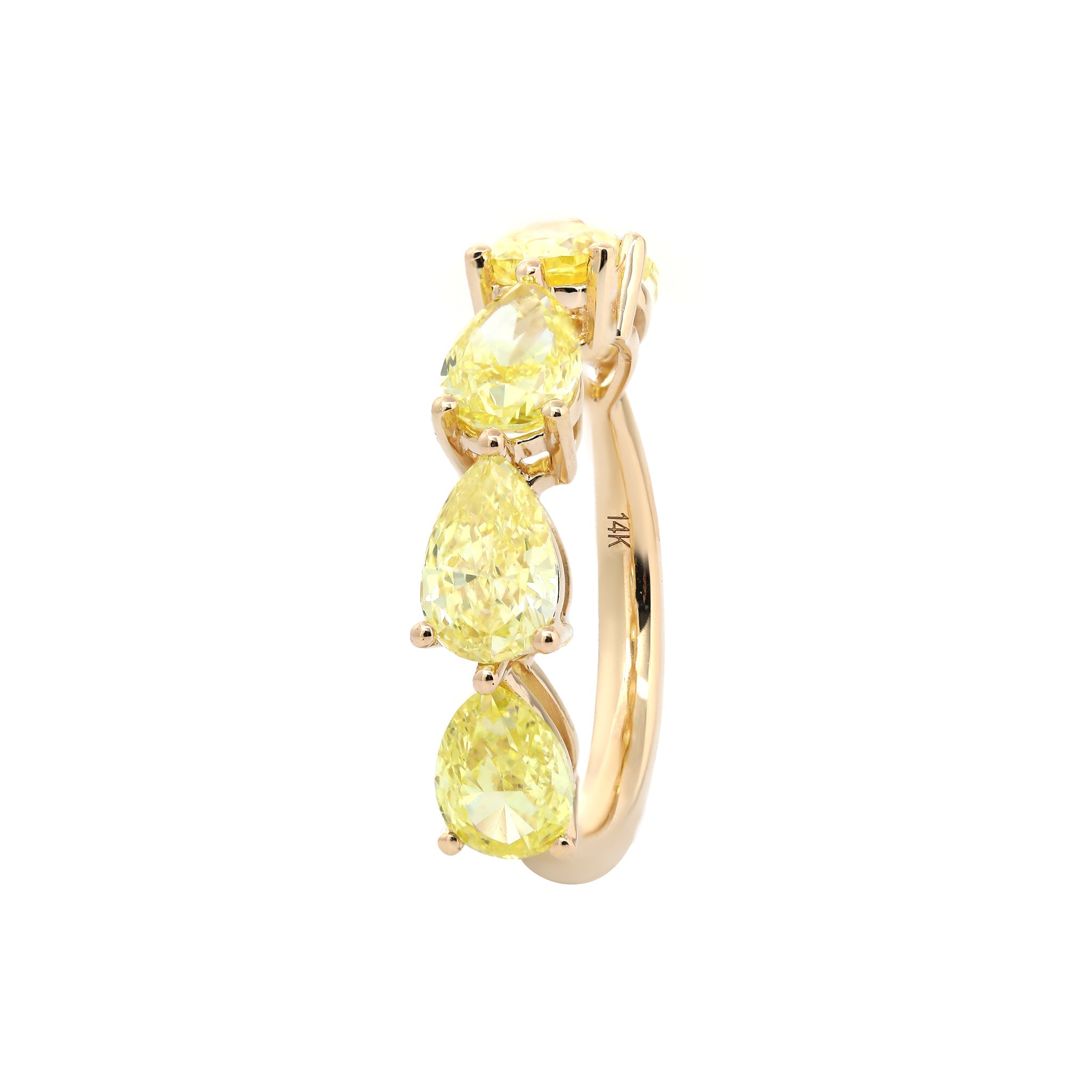 14K Yellow Gold Pear Lab Yellow Diamond East - West Design Ring - MMR