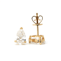 14K Yellow Gold Pear Shaped Lab diamond Stud Earrings - MMR