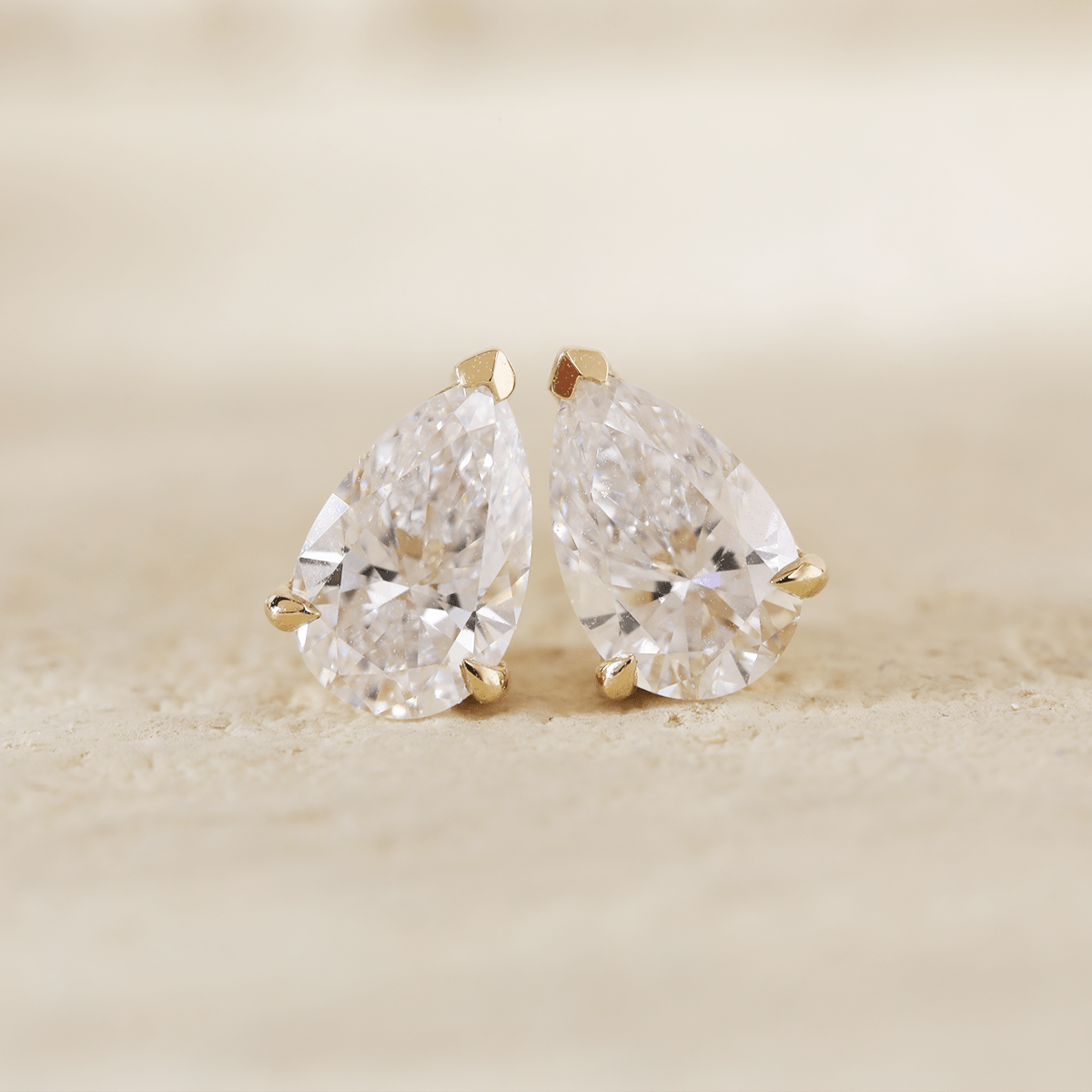14K Yellow Gold Pear Shaped Lab diamond Stud Earrings - MMR