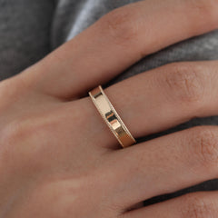 14K Yellow Gold Plain Ring with Millegrain - MMR