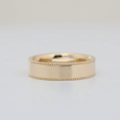 14K Yellow Gold Plain Ring with Millegrain and 5mm Band Width Design - MMR
