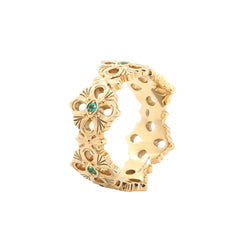 14K Yellow Gold Round Lab Colombian Emerald Vintage Style Ring(US7.5 Unresizable) - MMR