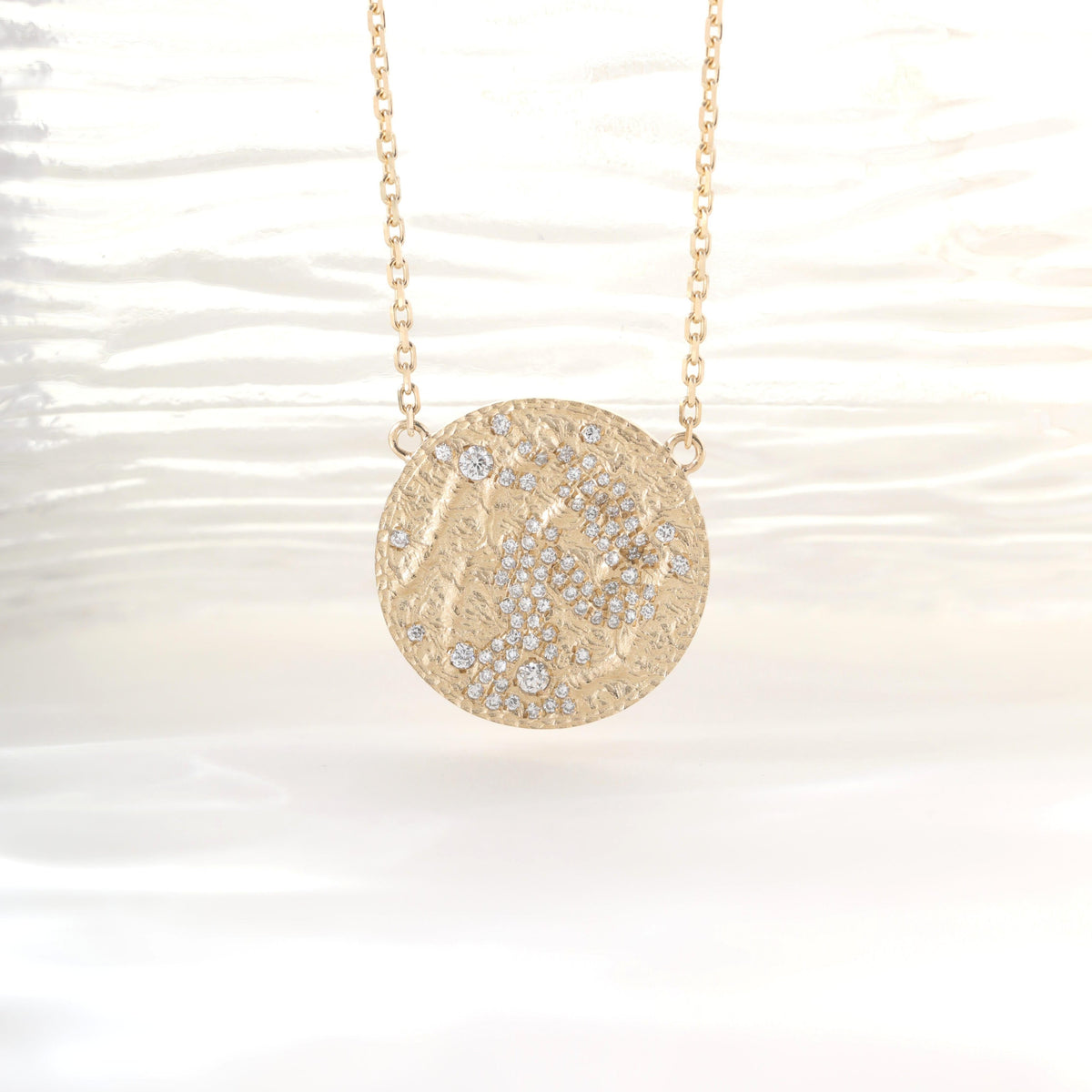 14K Yellow Gold Round Lab Diamond Constellation Pendant Necklace with 18 Inches Chain - MMR