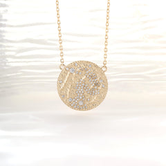 14K Yellow Gold Round Lab Diamond Constellation Pendant Necklace with 18 Inches Chain - MMR