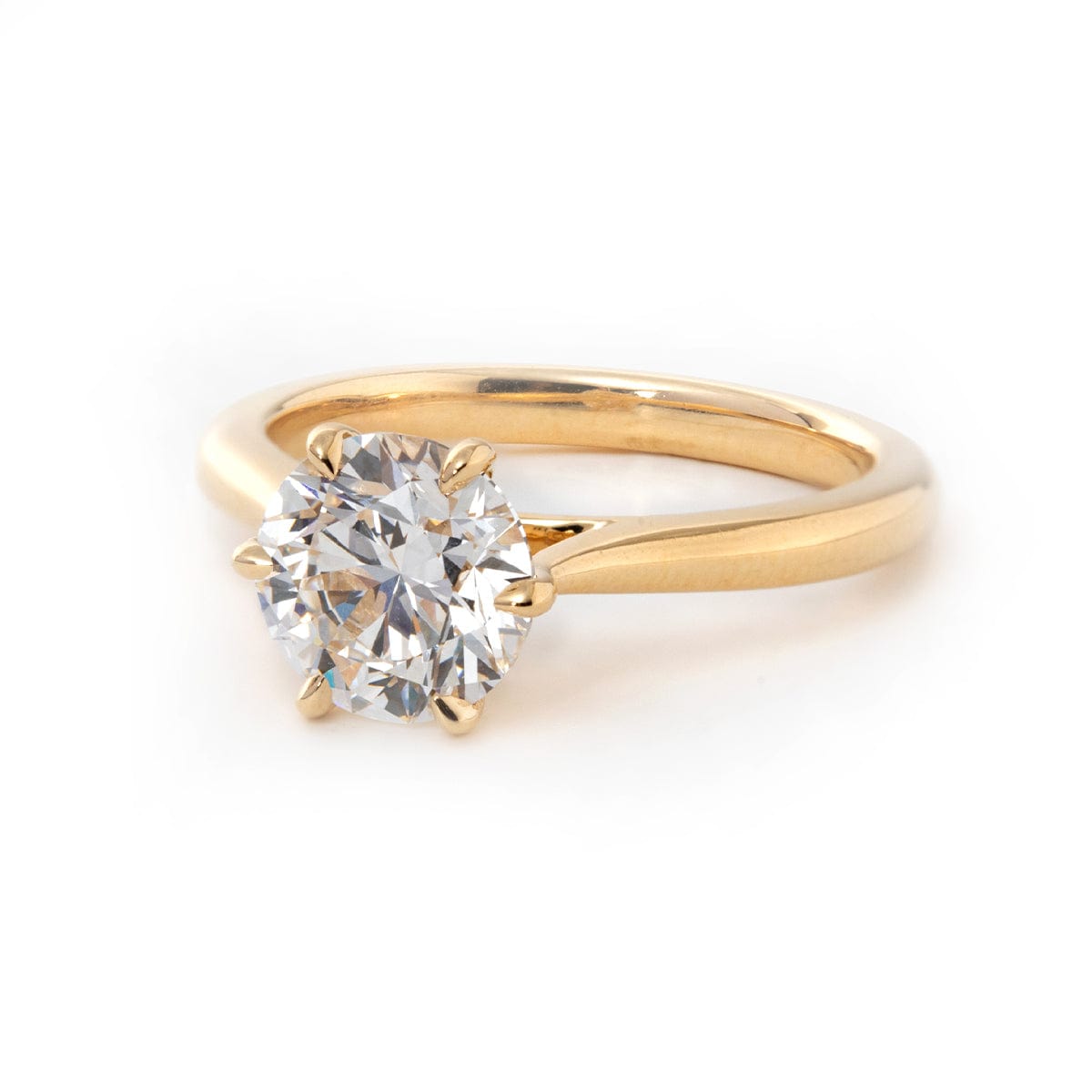 14K Yellow Gold Round Lab Diamond 6 Prongs Floral Setting Engagement Ring (Ring Setting Only)