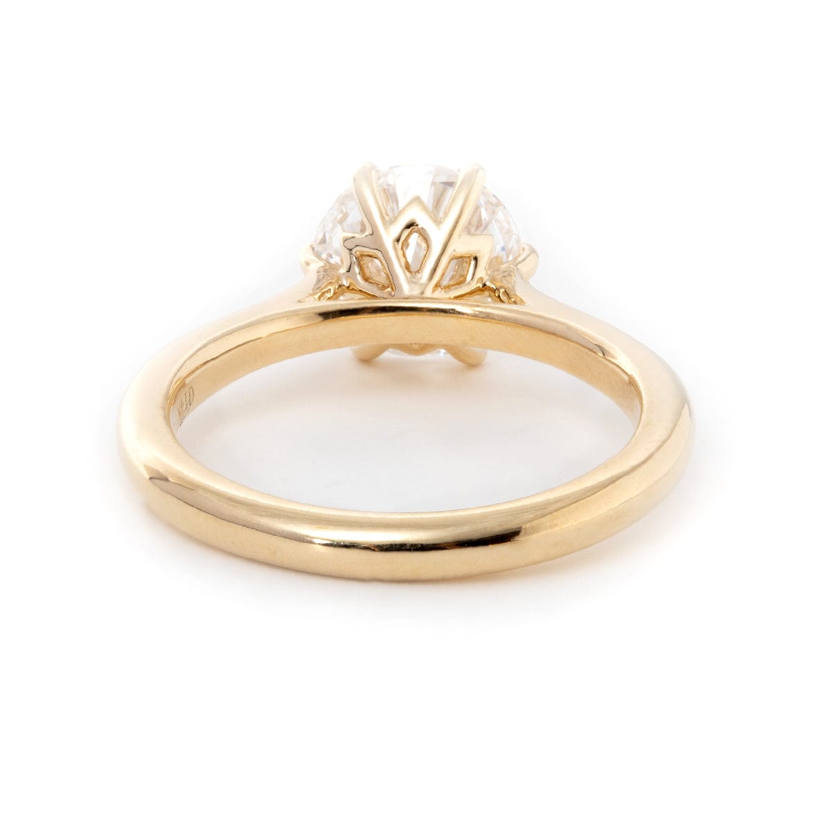 14K Yellow Gold Round Lab Diamond 6 Prongs Floral Setting Engagement Ring (Ring Setting Only)