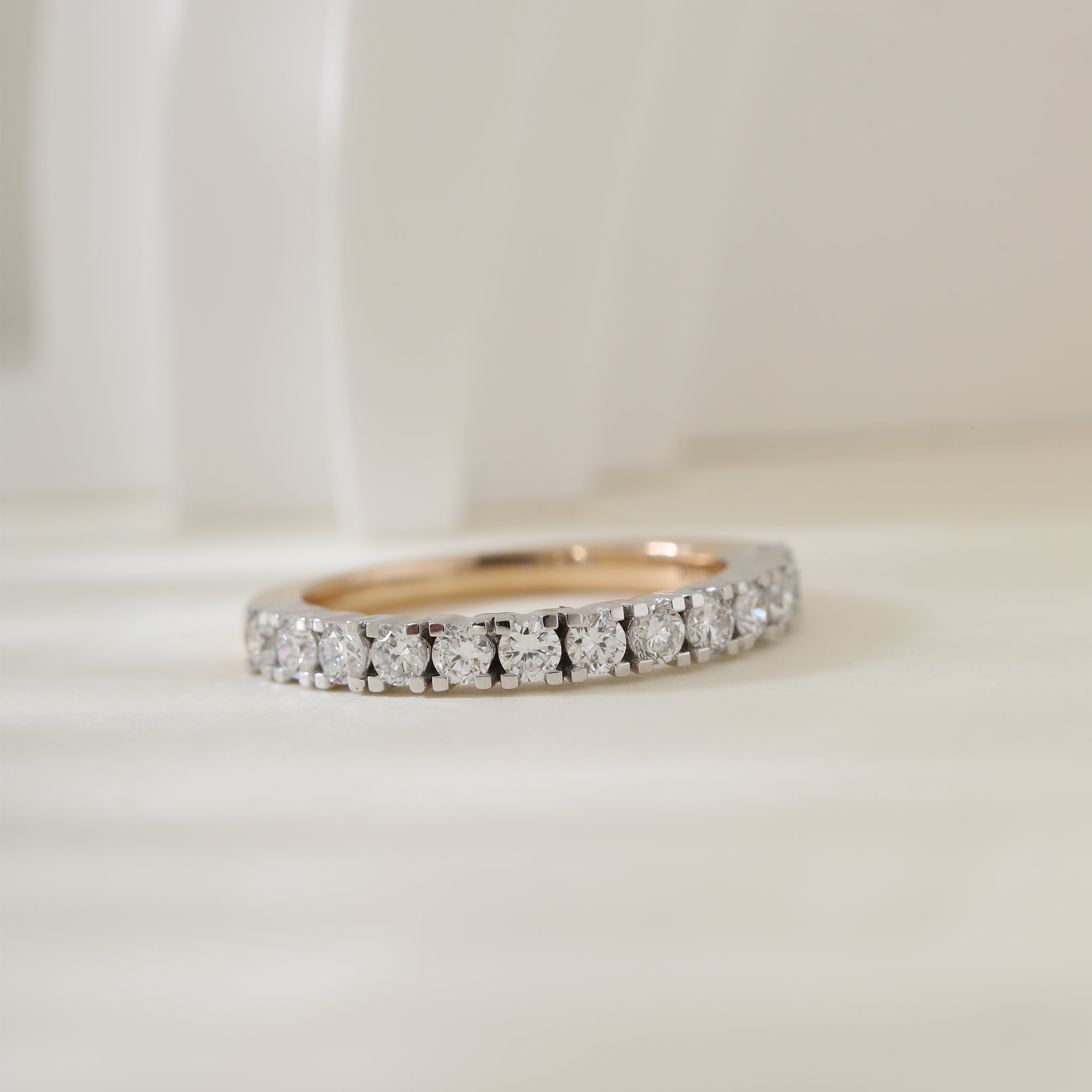 14K Yellow & White Gold 2mm Round Diamond Half Eternity Tapered Design Band (US 3.5) - MMR