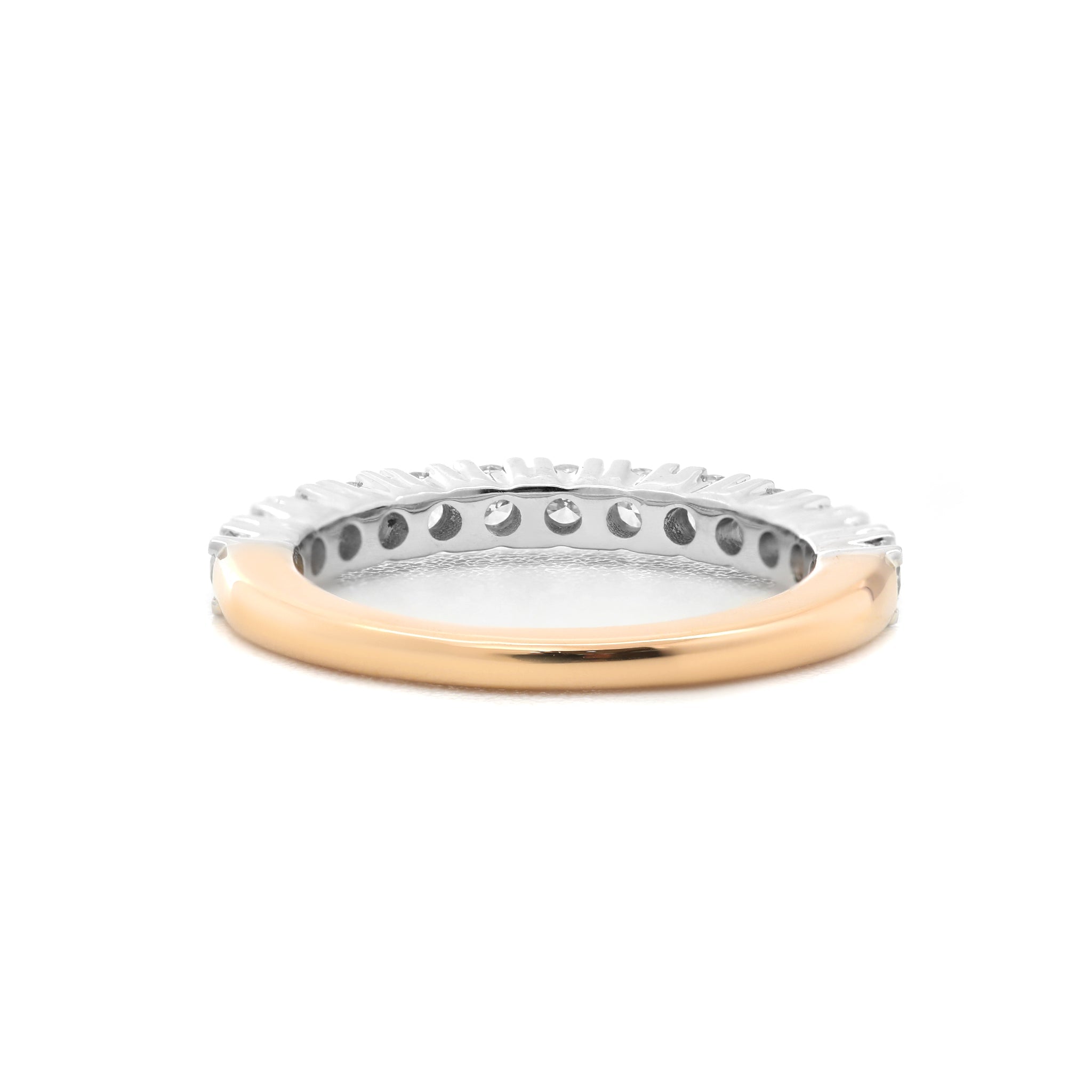 14K Yellow & White Gold 2mm Round Diamond Half Eternity Tapered Design Band (US 3.5) - MMR
