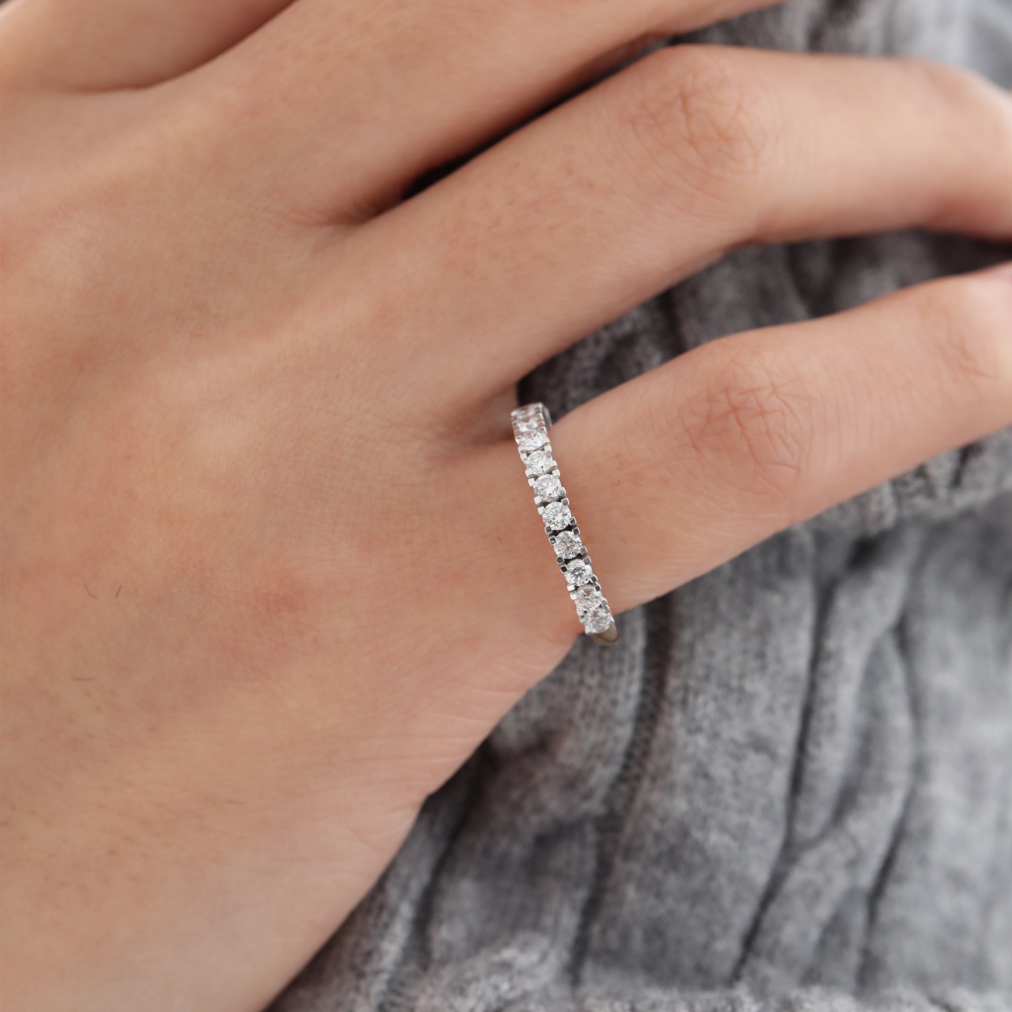 14K Yellow & White Gold 2mm Round Diamond Half Eternity Tapered Design Band (US 3.5) - MMR