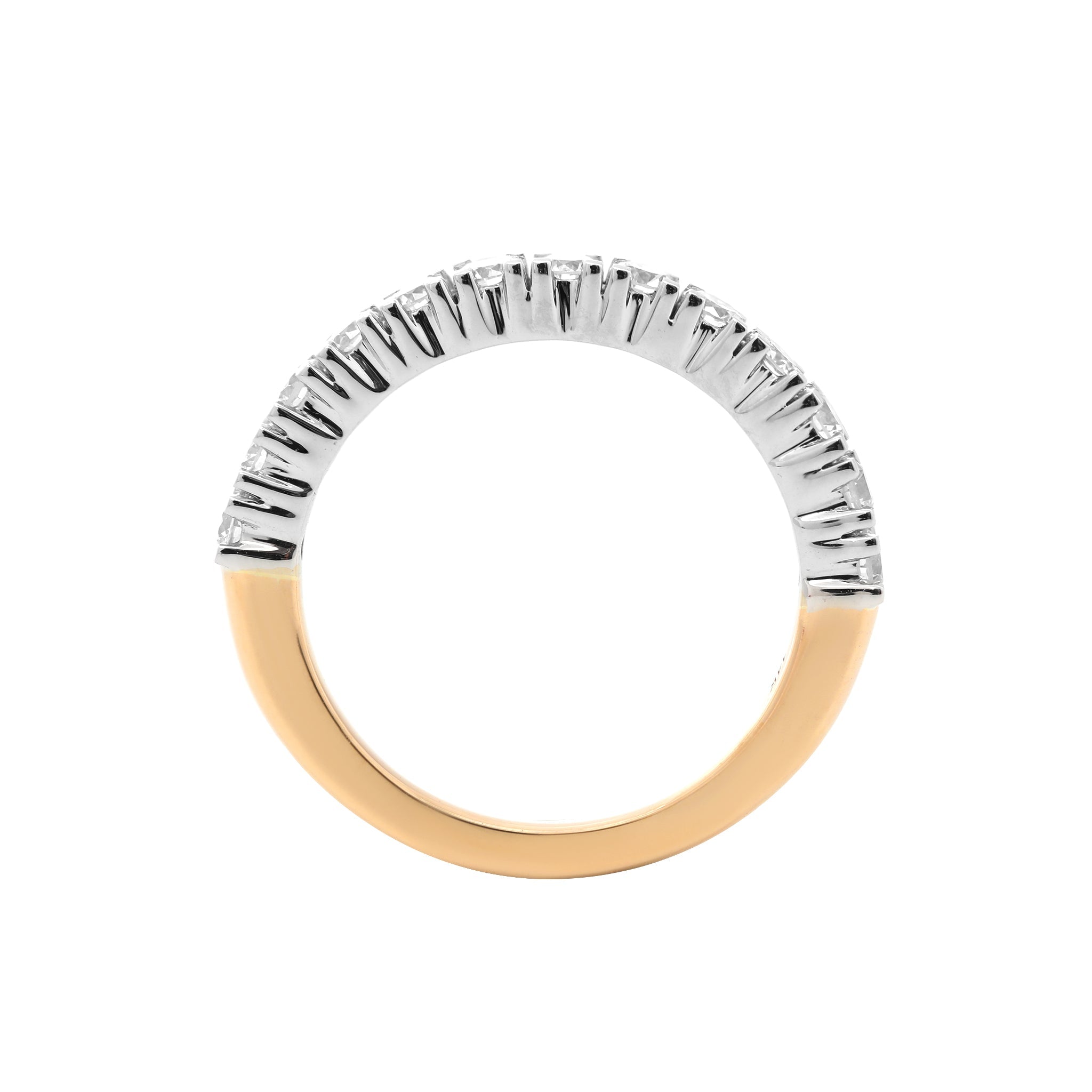 14K Yellow & White Gold 2mm Round Diamond Half Eternity Tapered Design Band (US 3.5) - MMR