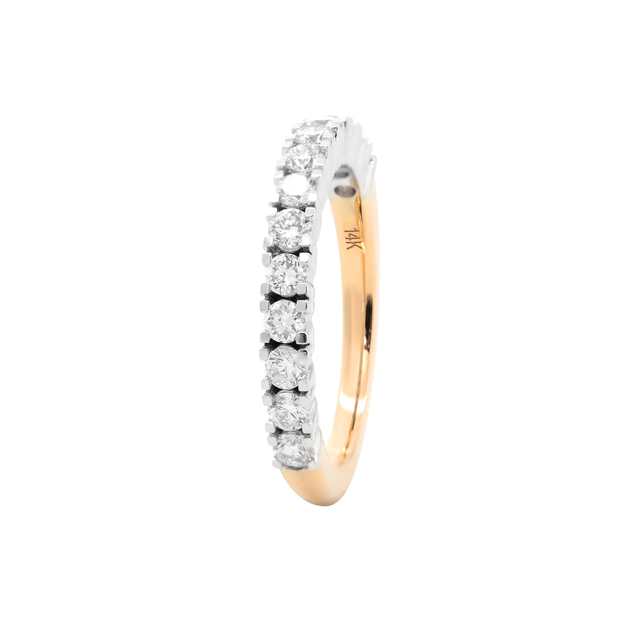 14K Yellow & White Gold 2mm Round Diamond Half Eternity Tapered Design Band (US 3.5) - MMR