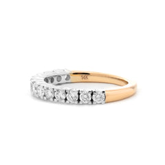 14K Yellow & White Gold 2mm Round Diamond Half Eternity Tapered Design Band (US 3.5) - MMR