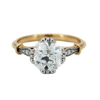 14k Yellow & White Gold 4.5 Carat Old European Cut Cushion Lab Diamond Vintage Style Engagement Ring (Ring Setting Only)