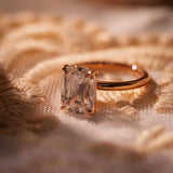 18K Rose Gold 3.5ct Elongated Old Mine Cut Lab Diamond Solitaire Ring